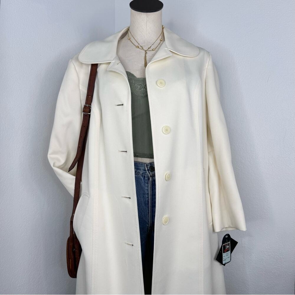 Vintage London Fog Cream Trench Coat Cream Light Academia Size 16 Petite